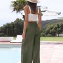Faleave Women's Cotton Linen Summer Palazzo Pants Flowy Wide Leg Beach Trousers with Pockets (Black)