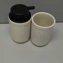 Bosilunlife Soap Dispenser and Toothbrush Holder Set - 11Oz Foam Soap Dispenser Pump Ceramic Bathroom Counter Soap Toothbrush Holder Set Beige Bathroom Accessories Set