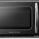Galanz GLCMKZ09BKR09 Retro Countertop Microwave Oven with Auto Cook & Reheat, Defrost, Quick Start Functions, Easy Clean with Glass Turntable, Pull Handle, 0.9 cu ft, Black