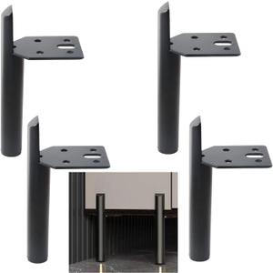 4 Inch Furniture Legs Black Coffee Table Feet, Mid-Century Metal Furniture Leg for Sofa Cabinet Ottoman, Set of 4 Side Mounted Style Home DIY Replacement Feet