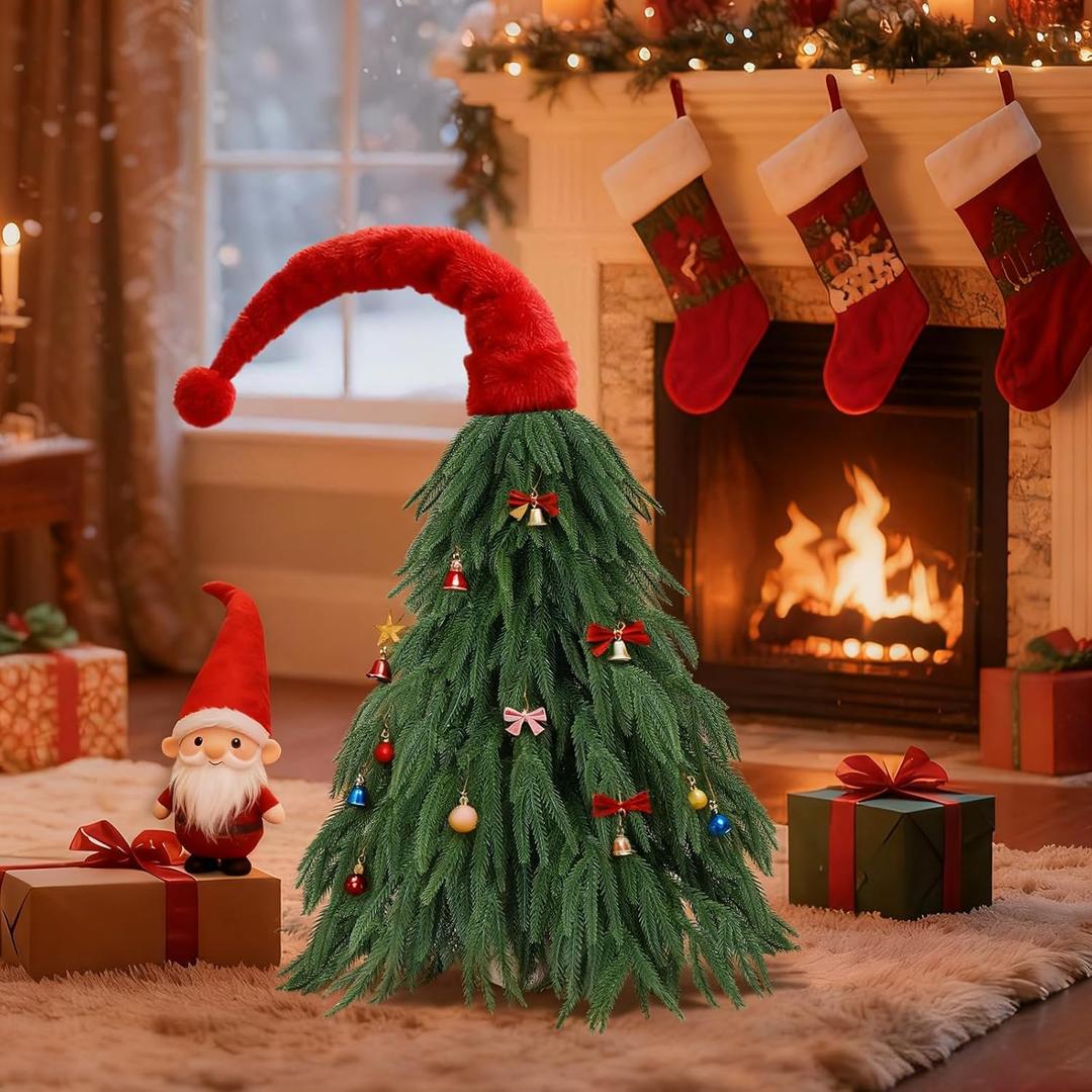 Tabletop Norfolk Pine Christmas Tree, 3FT Green Mini Artificial Christmas Tree with Norfolk Branch, Small Xmas Tree for Christmas Holiday Indoor Decoration