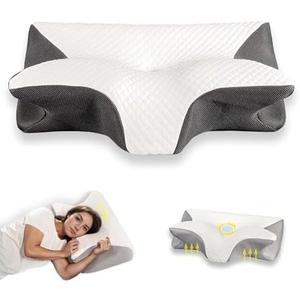 Doreve Cloudfaser Pillow, Cervical Neck Pillow, Dreamers Relief Pillow for Pain Relief & Sleeping, Ergonomic Contour for Side Sleepers, Necks and Shoulder Support (Black)