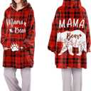 Gifts for Mom Wearable Blanket Hoodie - Mom Christmas Birthday Gift from Daughter Son - Love You Mama for Mothers Day Blanket (Red-mama Bear)