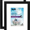 Americanflat 8x10 Picture Frame with Shatter-Resistant Glass - Set of 2 - Use as 5x7 Frame with Mat or Display 8x10 Photo Without Mat - Signature Collection - Photo Frames for Tabletop or Wall - Black