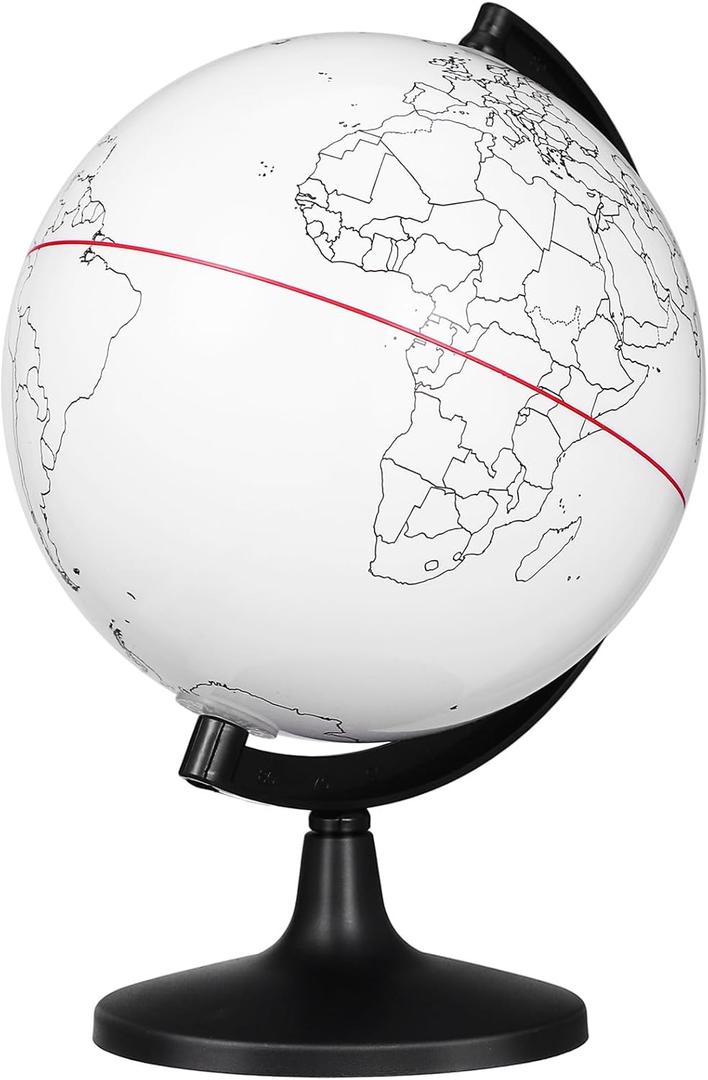 TOYANDONA Blank World Globe with Stand - Dry Erase DIY Map Round Earth Globe for Geographical Teacher Students - Desktop Decor