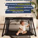 Mommy&Me Travel Crib for Baby and Toddler, Black | Lightweight 14 lb, Portable Playard, Folds in Seconds with Carry Bag, Breathable Mesh Sides, Easy Side-Zip Access