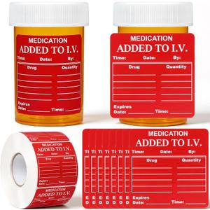 Fuyoooo 1000 Pcs Adhesive Drug Name Label Medication Stickers 2.5" x 2.5" Veterinary Medication Instruction Label Added to I. V. for Medical Pharmacy Healthcare Medicine, Fluorescent Red