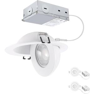 POPANU Recessed Lighting 4 inch Gimbal 9W 5CCT Swivel Ceiling Eyeball Spotlight 4inch Dimmable Recessed Lights, Soffit Indoor Directional Lighting, 90 Tilt and 360 Rotation White 2 Pack