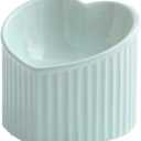 Green Ceramic Raised Cat Bowls, Tilted Elevated Food or Water Bowls, Stress Free, Backflow Prevention, Dishwasher and Microwave Safe, Lead & Cadmium Free