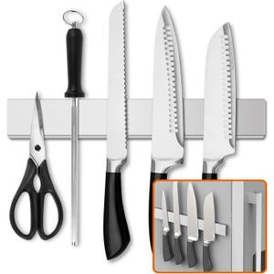 Fridge Applicable 12 Inch Double Sided Magnetic Knife Holder - Stainless Steel Knife Strip With Powerful Magnetic Pull Force - Use as Kitchen Knife Holder, Knife Rack & Tool Holder - Silver