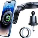 2025 Upgraded for MagSafe Car MountStrongest Magnet & Suction 5-in-1 Bendable Dashboard Windshield Vent Vacuum Magnetic Phone Holder for iPhone 16 15Patent & Safety Cert, Non-Charging, Green