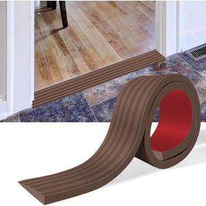 Threshold Ramps for Doorways Self-Adhesive Rubber Ramps for Door Threshold Rubber Door Threshold Ramp for Wheelchair Stroller Scooter Reducer Ramp (Brown, 2 Wide x 6.6' Long)
