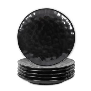 vicrays Ceramic Dinner Plates Set, 10 Inch, Microwave, Oven, Dishwasher Safe, Round, Porcelain Fluted Suitable for Steak, Pasta, Pizza, Home, Restaurant - Set of 6 Black