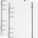 PATIKIL A6 Binder Cover, 2 Pcs PP 6 Ring Round Ring Binder Cover with Black Fixing Belt Metal Lock Loose Leaf Binder Protector Refillable Notebook for Meeting Folder, Matte White