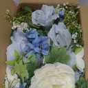 DearHouse 2Pcs Artificial Peony Flower Garland - Silk Peony Garland with Purple White Flowers for Wedding Party Table Decoration,6ft/Strand(White& Blue&Dark Blue)