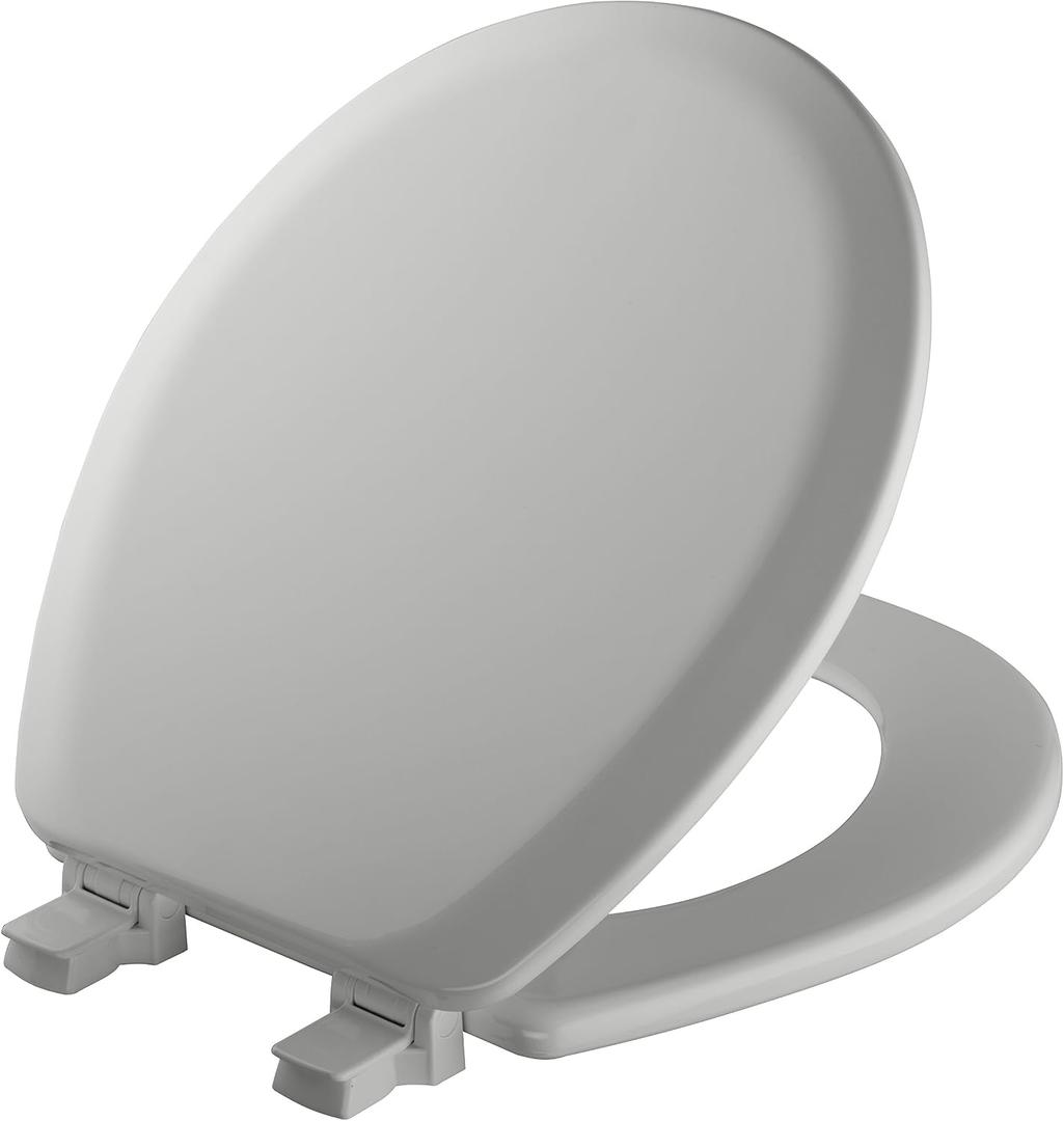 Mayfair Cameron Silver Toilet Seat, Non Slip Heavy Duty Wood, Easy Clean, Made in USA, Round