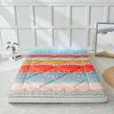 Japanese Floor Mattress Futon - Thicken Foldable & Portable Roll-up Camping Mattress, Bohemia Red Full