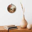 TLESKE Fall Forest Path Landscape Round Wall Art Decor Framed 10x10, Autumn Lake Canvas Wall Art Prints Artwork, Rustic Farmhouse Wall Hanging Room Door Decor Decorations for Bedroom Living Room