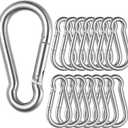 15 Pack Stainless Steel 1/4 in Spring Snap Hooks M6 x 2-3/8 inch Key Carabiner Clip Heavy Duty Non Locking Carabiner Keychain Quick Links Hammocks Hooks for Camping Hiking Swing Pet Leash
