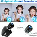 USB Camera 4K 12 Megapixels USB Webcam 1080P 120fps High Speed Golf Swing Cam with 3X Manual Optical Zoom Lens Close up PC Computer Plug and Play for Live Streaming Industrial Project Meeting