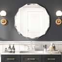 Bathroom Mirrors for Over Sink, Round Frameless Mirrors for Wall, 24x24 Inch Beveled Bathroom Mirror, Bathroom Vanity Circle Mirror for Bedroom Living Room Entryway Home Decor