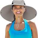 Leotruny Women Super Wide Brim Sun Hat UPF50+ Waterproof Bucket Hat for Fishing, Hiking, Camping, Light Grey