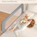 Bed Rail for Toddlers 71" Swing Down Bed Guard with Double Crossbar Stability, Gap-Free Foldable Baby Bed Rail for Queen King Full Twin Size Beds, Quick No-Tool Install, Gray