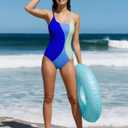 BMJL Womens One Piece Swimsuit Sports Full Coverage Bathing Suit Color Block Slimming Tummy Control Swimming Suits (M)
