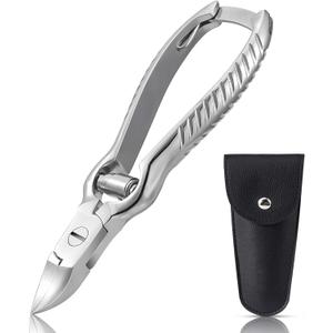 BEZOX Heavy Duty Podiatrist Toenail Clippers for Thick and Ingrown Nails, Stainless Steel Toe Nail Clipper, Pordiatry Ingrwon Toenail Tools - Silver