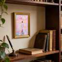 Vintage Gold Framed Jesus Wall Art Pink Jesus Walking on Water Canvas Prints Modern Christian Spiritual Picture Divine Light Religious Beliefs Oil Painting Poster Artwork for Living Room Church 11''Lx9''W