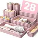 A-LuGei 【Military Grade Drawer Organizer, 【𝟱𝗦𝗶𝘇𝗲】 Makeup organizer, 【Holds 177 Items】 Bathroom Organizers and Storage, Organization and Storage, Desk Drawer Organizer for Vanity (Lilac)