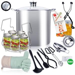 24 Qt Pressure Canner, Canning Pressure Cooker with Starter Kit, Stainless Steel Canning Pot for Home Water Bath Canning, Beginner Friendly Canning Supplies with Rack & Essential Tools