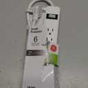 GE 6-Outlet Surge Protector, 2 Ft Extension Cord, Power Strip, 450 Joules, Twist-to-Close Safety Covers, UL Listed, White, 33656