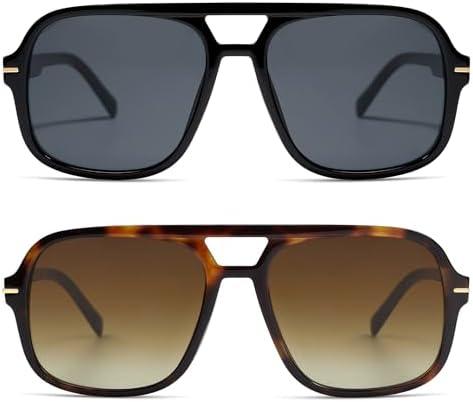 HERJOUR Retro Trendy Square Aviator Sunglasses Womens Mens 70s Classic Vintage Oversized Sun Glasses AR82173