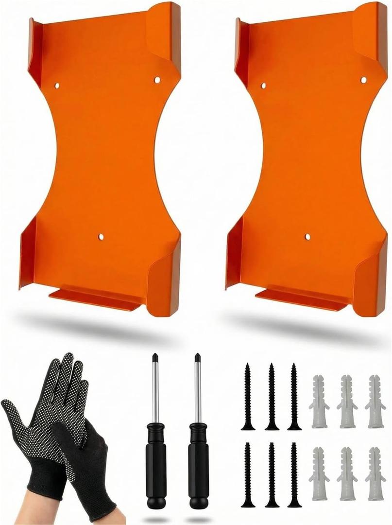 2 Pack Leaf Blower Hanger Wall Mount Fit for Stihl BG56 BG66 BG86 SH56 SH86, Heavy Duty Blower Holder Rack for Garage Organization, Non-Slip Steel Storage Hooks with Screws, Tools & Gloves Included