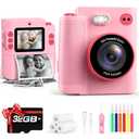 Gift for Girls Kids Camera: Instant Print Dual Lens Digital Camera Toys for Girl 3-12 Birthday Christmas Valentines Gifts for Kid Girls Boys Ages 3 4 5 6 7 8 9 10 with 32G SD Card Storage Bag Pink