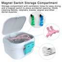 ARGOMAX Leak Proof Denture Bath Cup, Portable Soaking Denture Box, Denture Bath Case with Strainer, for Dentures and Braces, Upgraded Version with Storage Compartment (White + Cyan).