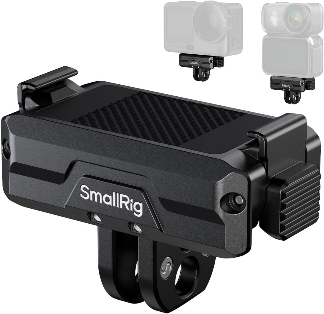 SMALLRIG Magnetic Adapter Holder Dual-Mount Support for DJI Osmo Action 6/Osmo Nano, Bidirectional Quick Release Magnetic Folding Adapter Mount with 2-Prong Mount and 1/4"-20 Threaded Hole - 5890