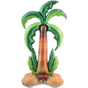 1PC Large Standing Palm Tree Shaped Aluminum Foil Balloon with Base Stand - Tropical Summer Party Decorations for Birthdays, Beach Themes, Luau & Holiday Events