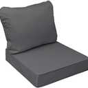 AAAAAcessories Outdoor Seat Cushions for Chairs, Fade-Resistant, Waterproof Patio Furniture Replacement Cushions, 22" x 24" x 5" + 22" x 19", Dark Gray