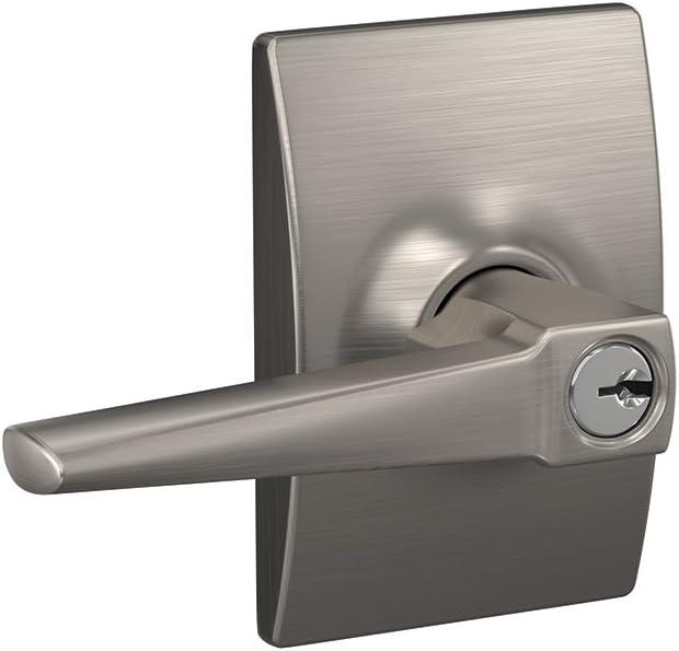 SCHLAGE F51A ELR 619 CEN Eller Lever with Century Trim Keyed Entry Lock, Satin Nickel