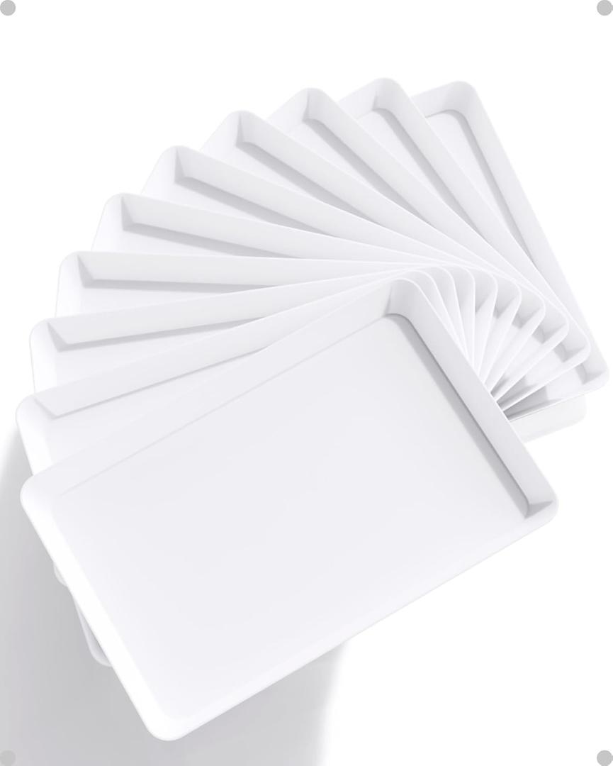 Lifewit Serving Tray Plastic for Party, 15" x 10" Platters for Serving Food, White Food Tray for Snacks, Food, Cookies (15" x 10" (10pcs))