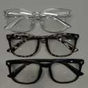 Gaoye Stylish Blue Light Glasses for Woman - Computer Glasses up to 99% Blue Light Blocking - Lightweight Frames - Pack of 3 (A1 Matte Black+Leopard+Transparent)