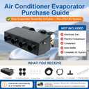 jiaji A/C Air Conditioning Evaporator Kit 12V, 4 Vents Only Cooling, Under-Dash A/C Cooling Unit with 3 Speed for Car, Truck, RV, 4Pcs Round Air Conditioner Vent Covers