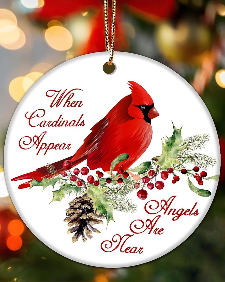 2 x Cardinal Christmas Ornaments Red Cardinal Gifts for Women Girls Hanging Clearance Keepasake Stocking Stuffers Xmas Tree Decor