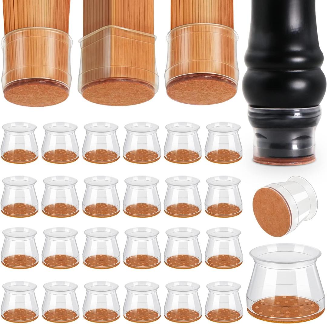 Ansible 24 Pcs Chair Leg Floor Protectors, Silicone Felt Furniture Leg Pads Caps Covers for Hardwood Floors (fit:1.3''-2'')