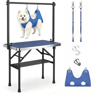 Dog Grooming Table with Arm Hammock & Nooses, 35.5" L×23.6" W x 30" H