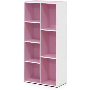 Furinno 7-Cube Reversible Open Shelf, White/Pink 11048WH/PI