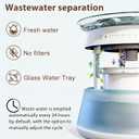 Glass Smart Cat Water Fountain,Filterless Pet Water Fountain No Filter,Ultra Silent Cat Fountains,Separation Design