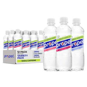 Propel Energy Boost Zero Calorie Flavored Water with Electrolytes and Caffeine, 3 Flavor Variety Pack, 16.9 fl oz Bottles (12 Pack) By 02/27/2026